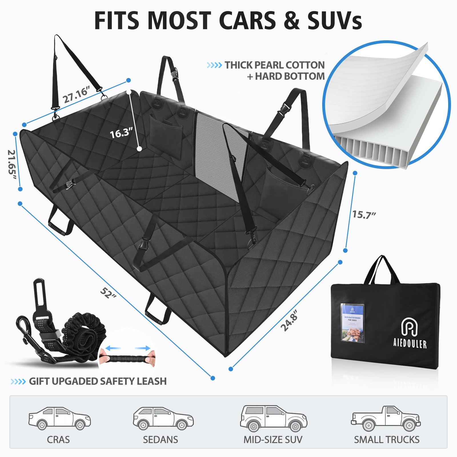AIEDOULER non-slip bottom prevents shifting for safer, steadier dog travel.