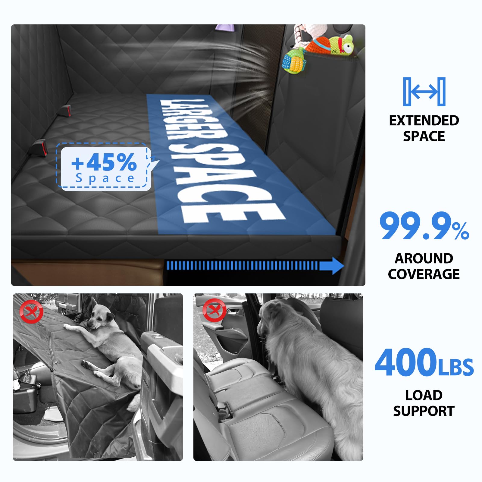 AIEDOULER three-panel hammock structure provides flat, secure pet support.