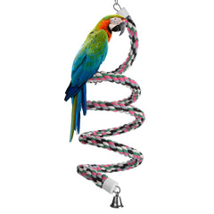 Aigou Bird Spiral Rope Perch overview showing durable cotton construction for parrots