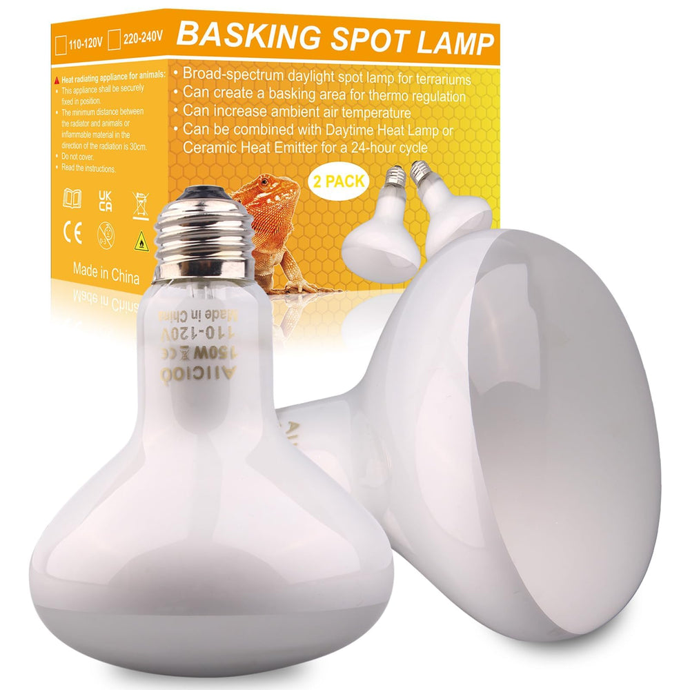Aiicioo Reptile Basking Bulb pack creates a sunlit basking area for reptiles.
