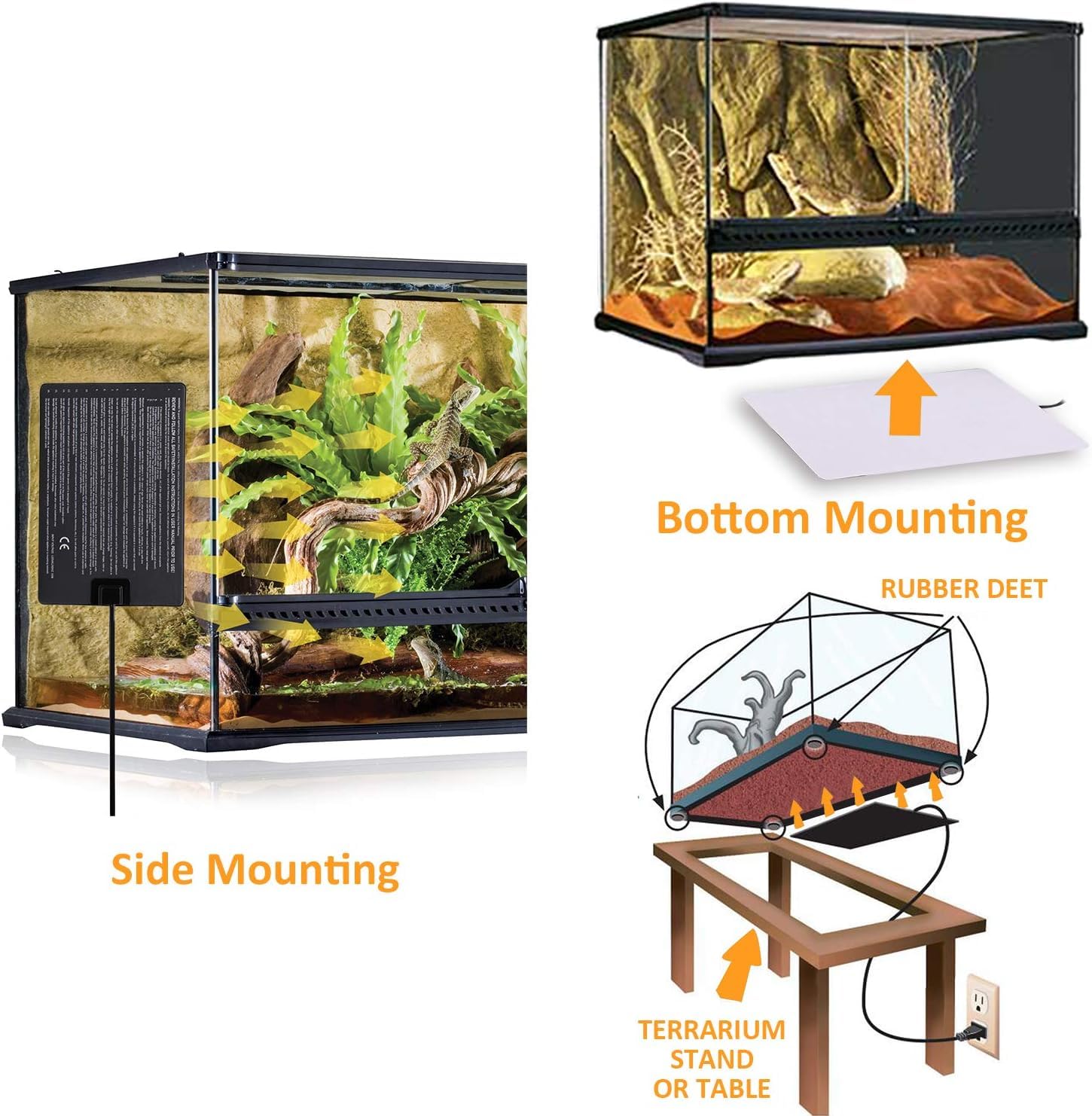 Aiicioo bottom-mount heat pad with rubber feet safely venting heat.
