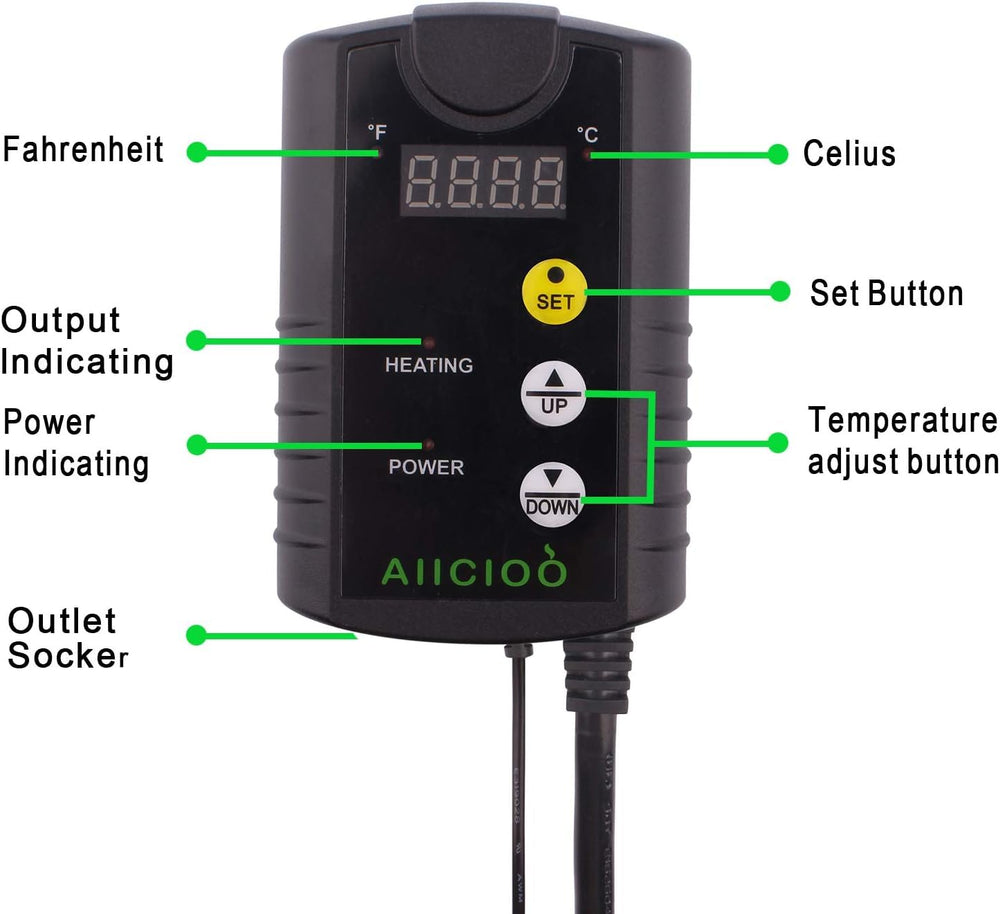 Aiicioo combo set includes heater and thermostat for continuous gentle warmth.