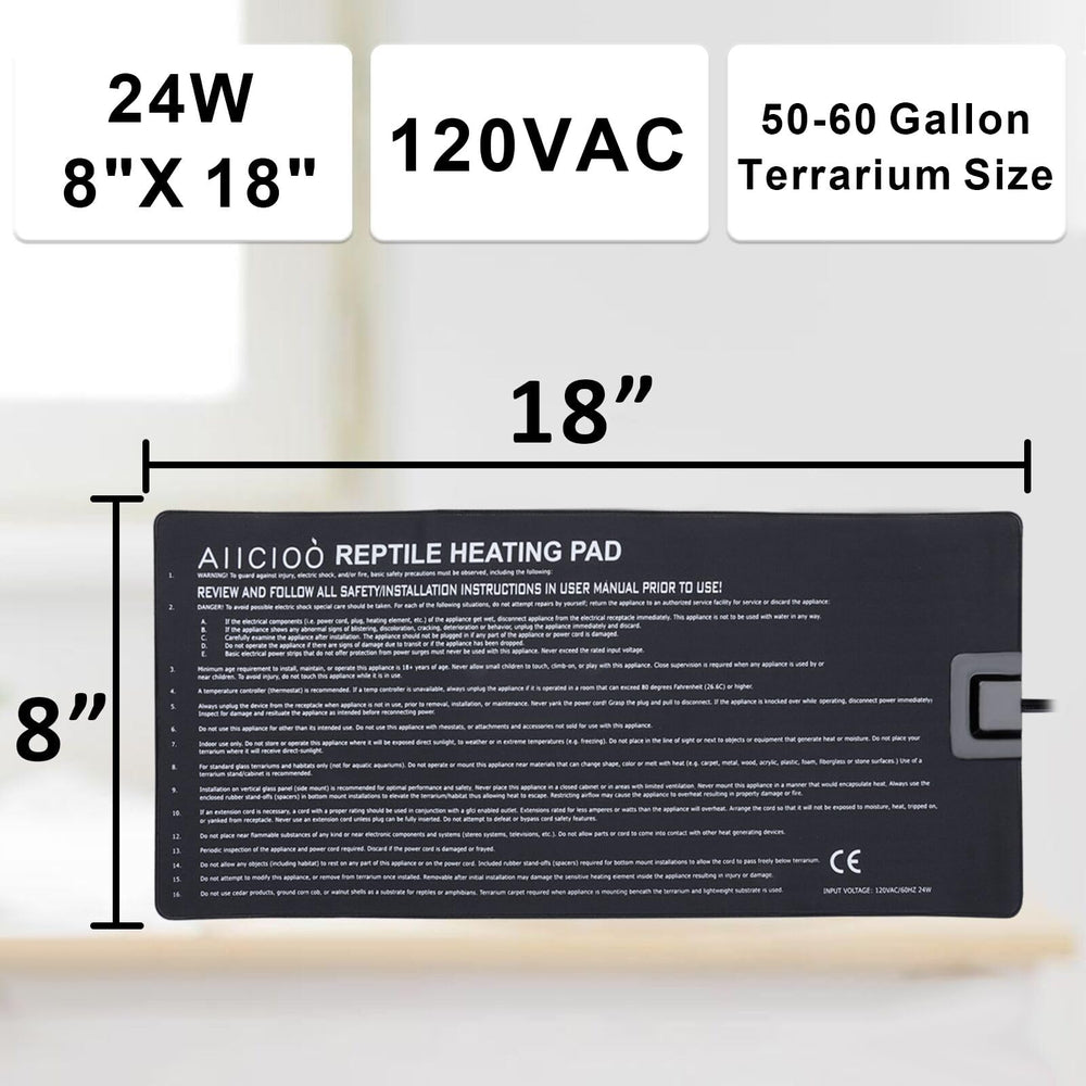 Aiicioo Reptile Heating Pad solid-state wire closeup shows durable heating element.