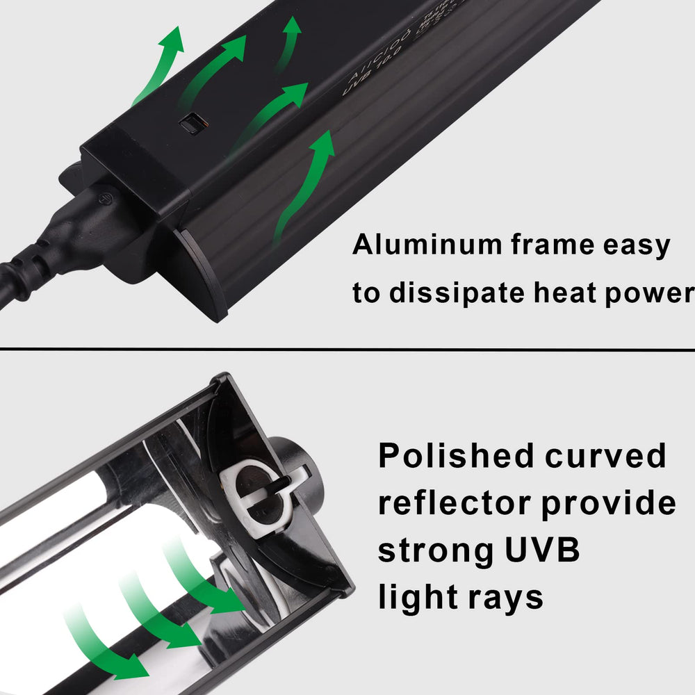 Aiicioo T5 UVB Desert Kit 24W bulb provides reliable UVB/UVA exposure for reptiles.