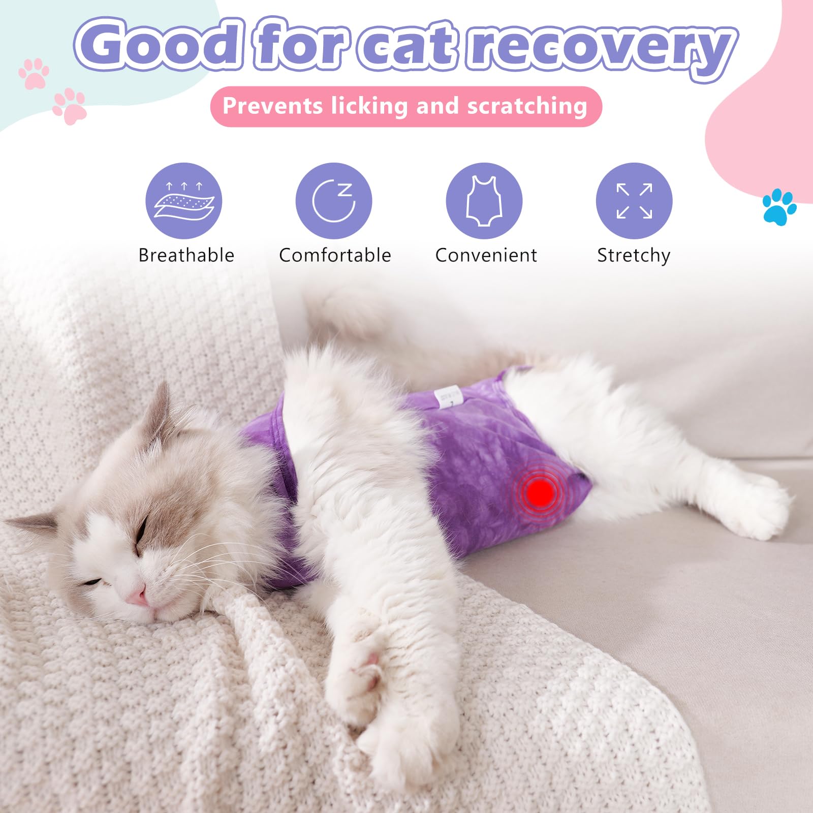 Aiieim cat surgery recovery suit breathable cotton keeps cat comfortable