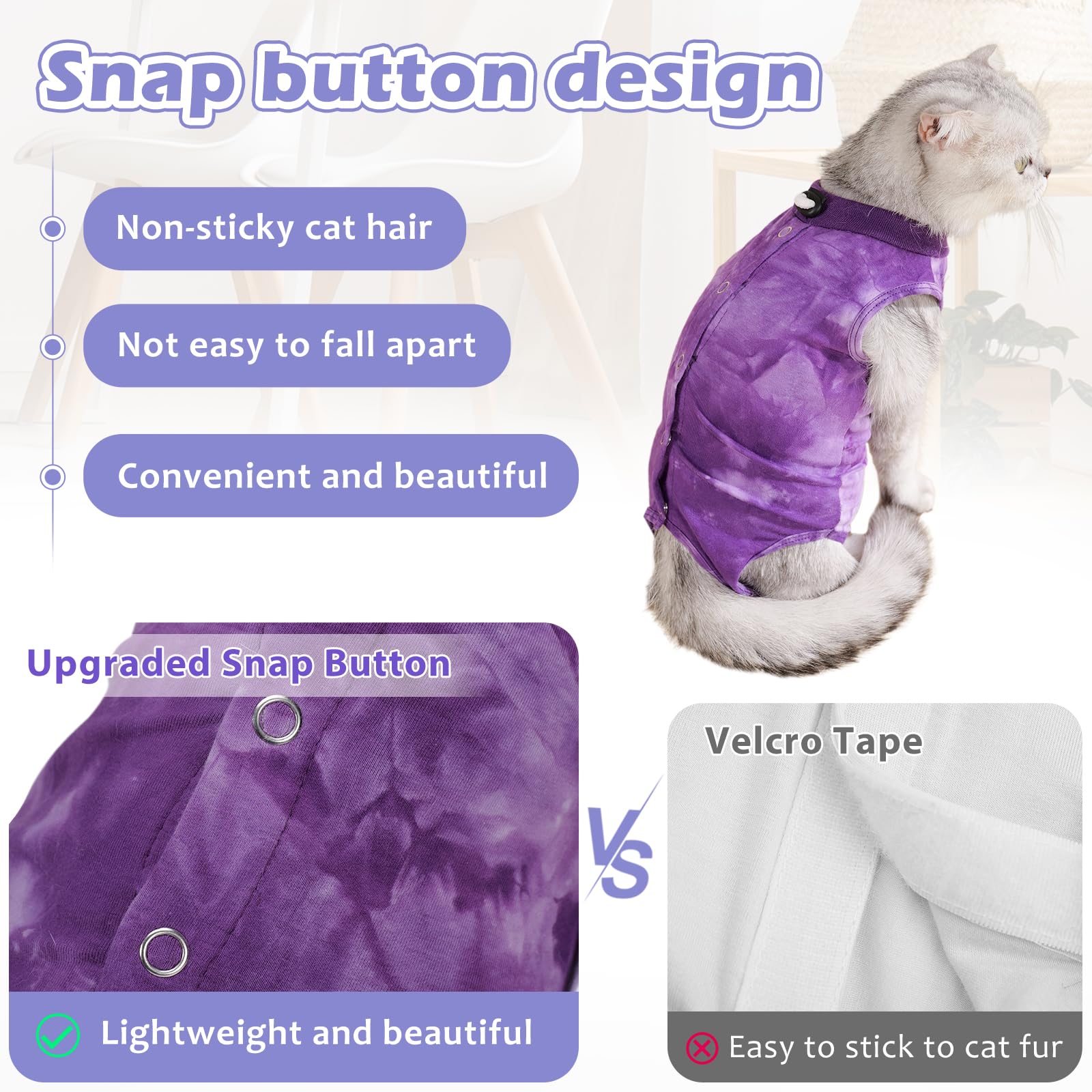 Aiieim cat surgery recovery suit easy-wear adjustable-neck for quick fitting