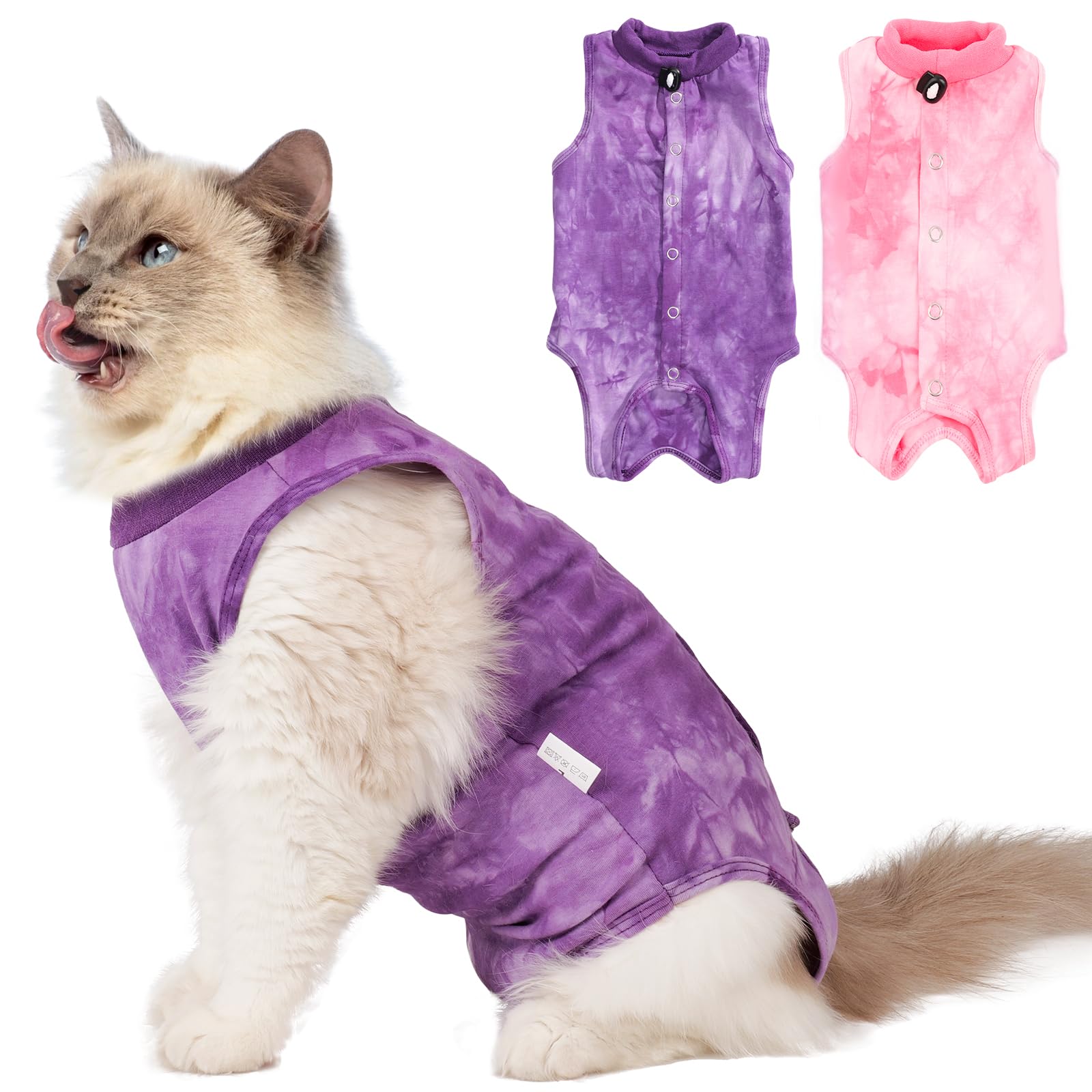 Aiieim cat surgery recovery suit pink front-wearing for comfortable post-op wear