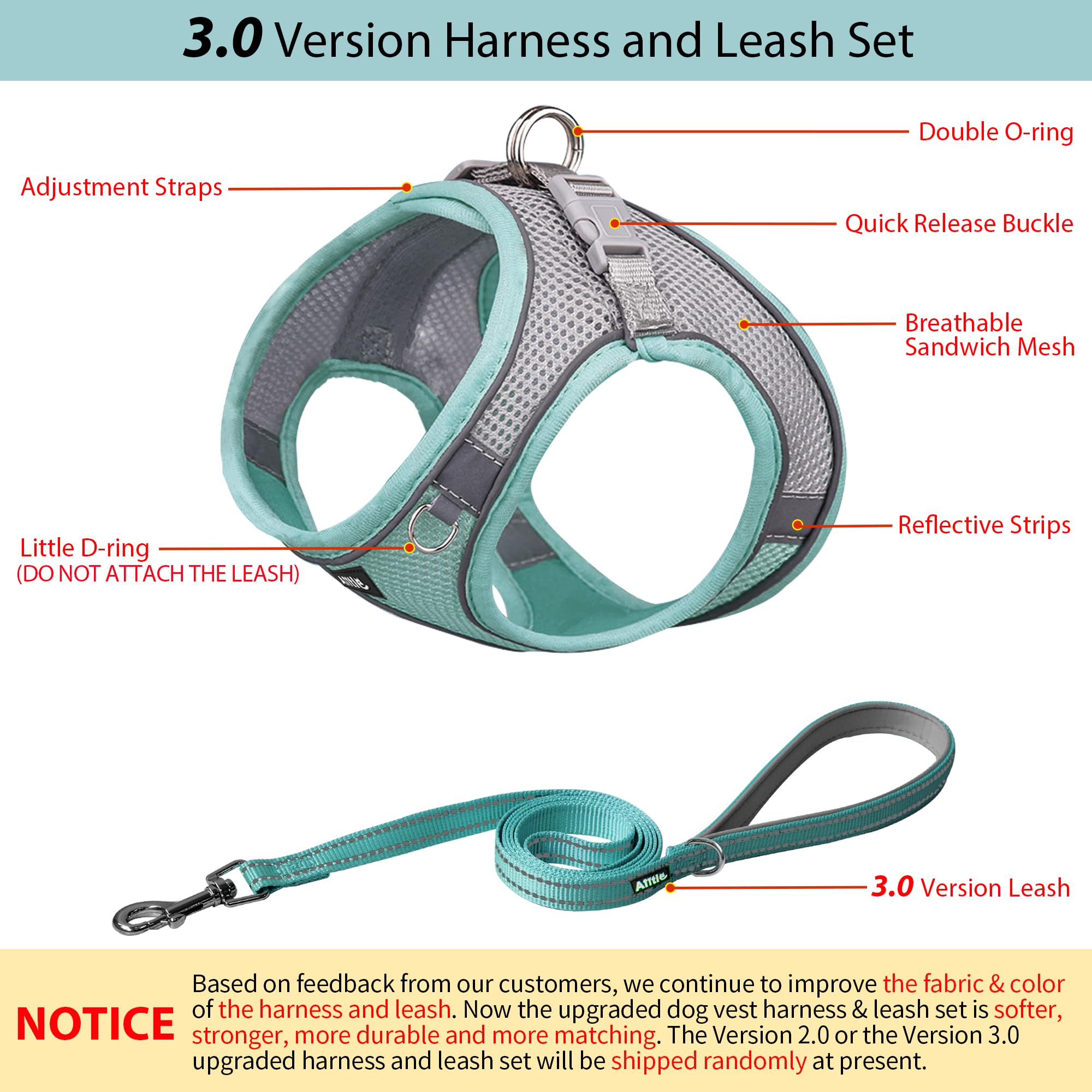 Aiitle harness reflective stripes night-visibility — safer walks at dusk.