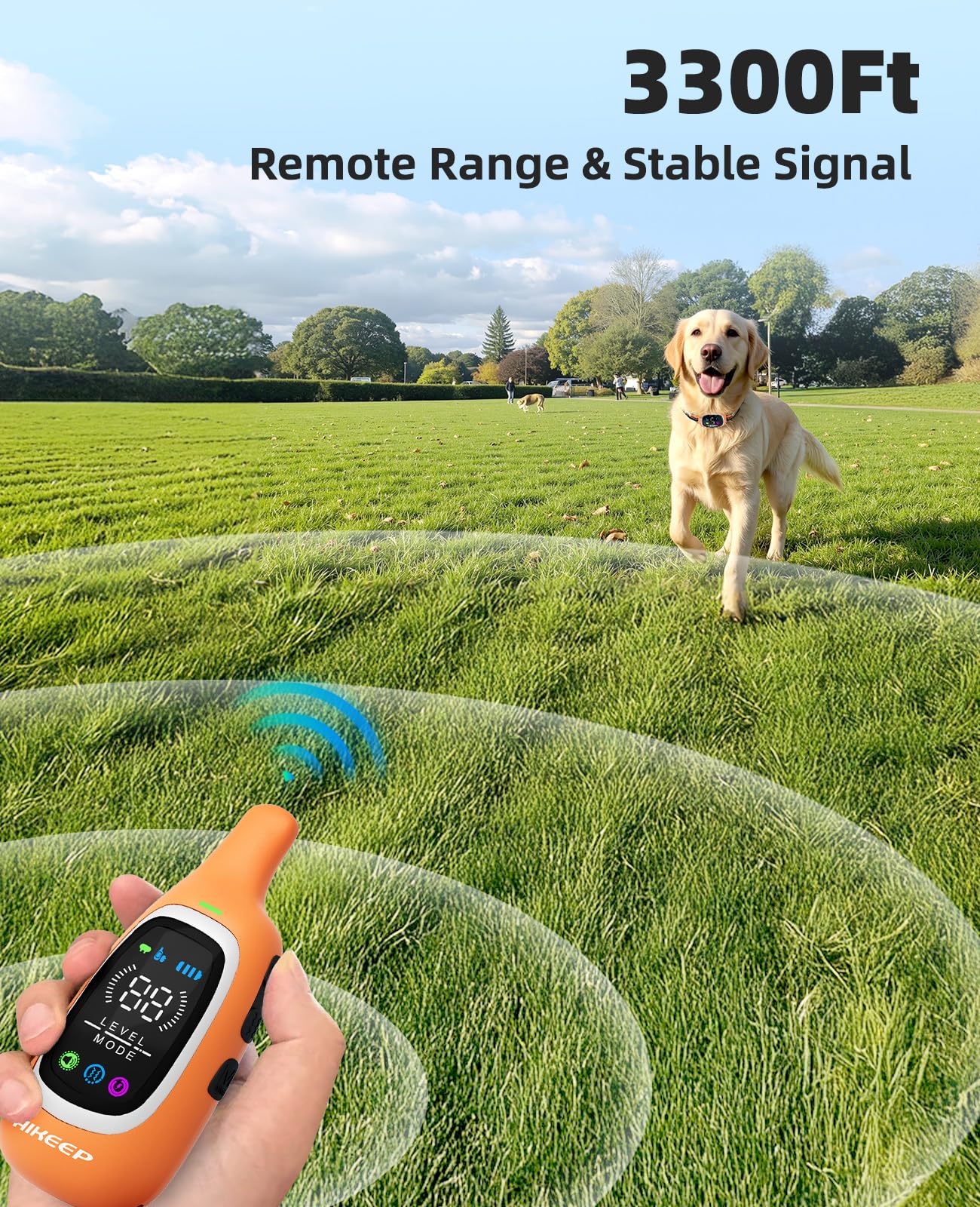 AIKEEP LED display on collar for easy control in low light