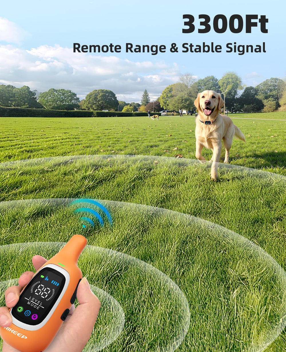 AIKEEP LED display on collar for easy control in low light