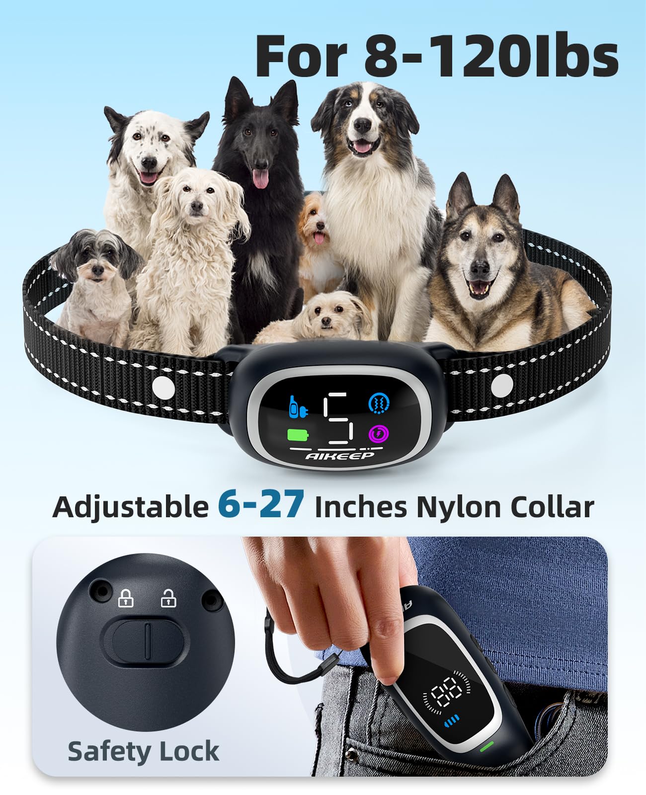 AIKEEP LED display provides clear visibility for easy one-hand operation.