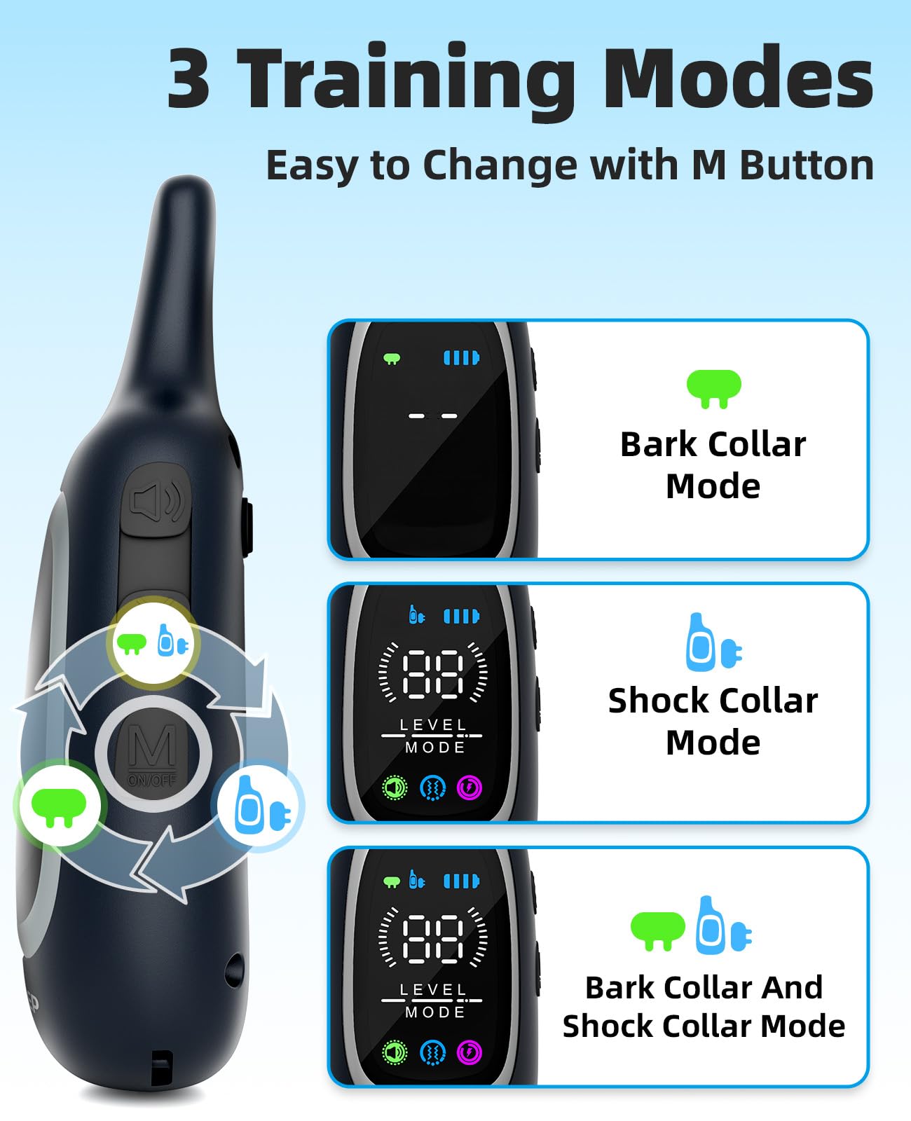 AIKEEP remote with 3300ft range supports training across yards and parks.