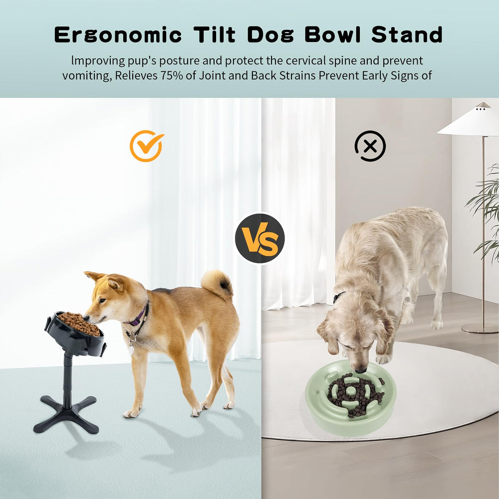 Aileway elevated dog bowl stand with anti-skid foot pads prevents sliding.