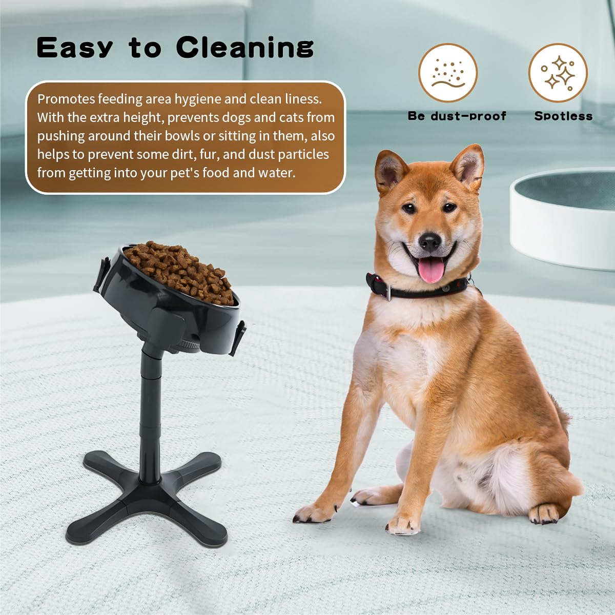 Aileway elevated dog bowl stand with non-slip mats keeps bowls steady during meals.