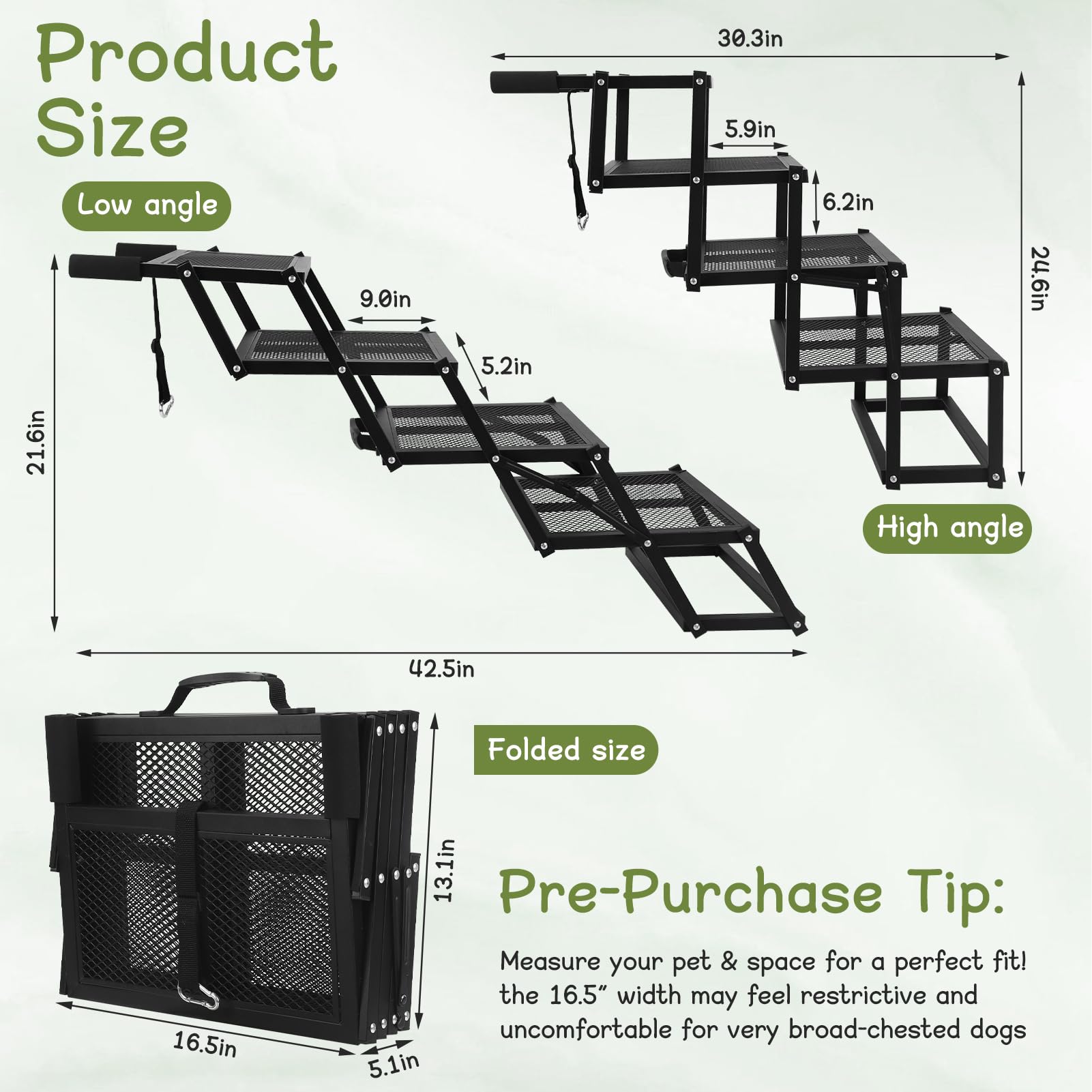 AILOO dog stairs anti-slip steps provide secure footing.