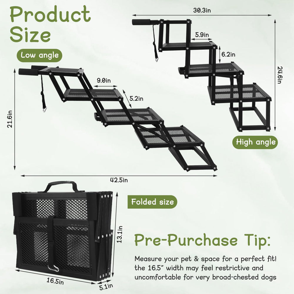 AILOO dog stairs anti-slip steps provide secure footing.