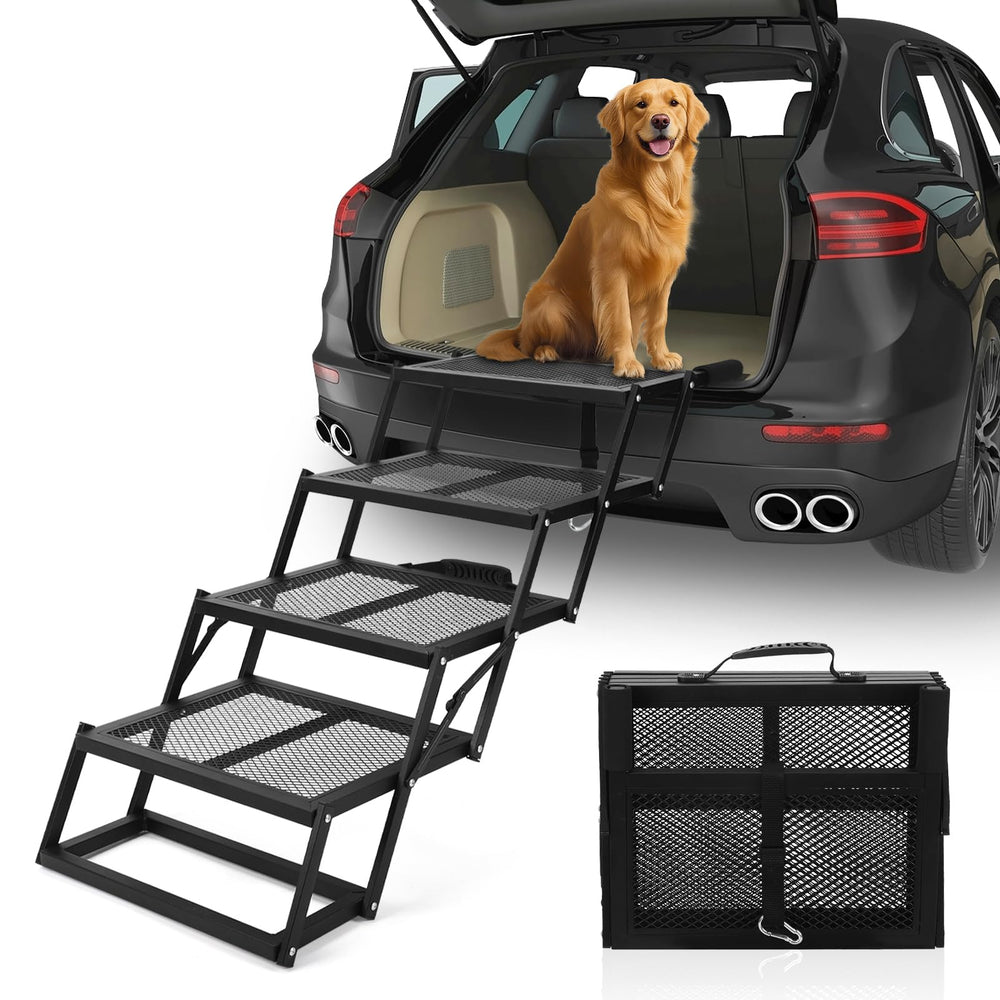 AILOO dog stairs car folded for compact storage and travel.