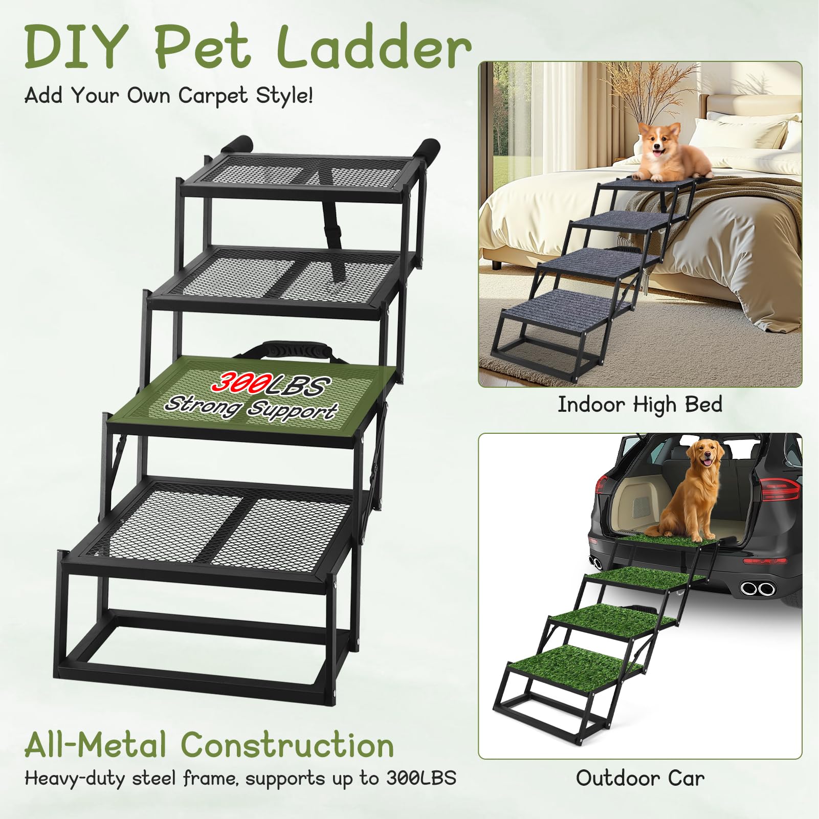 AILOO dog stairs rust-proof metal construction ensures durable use.