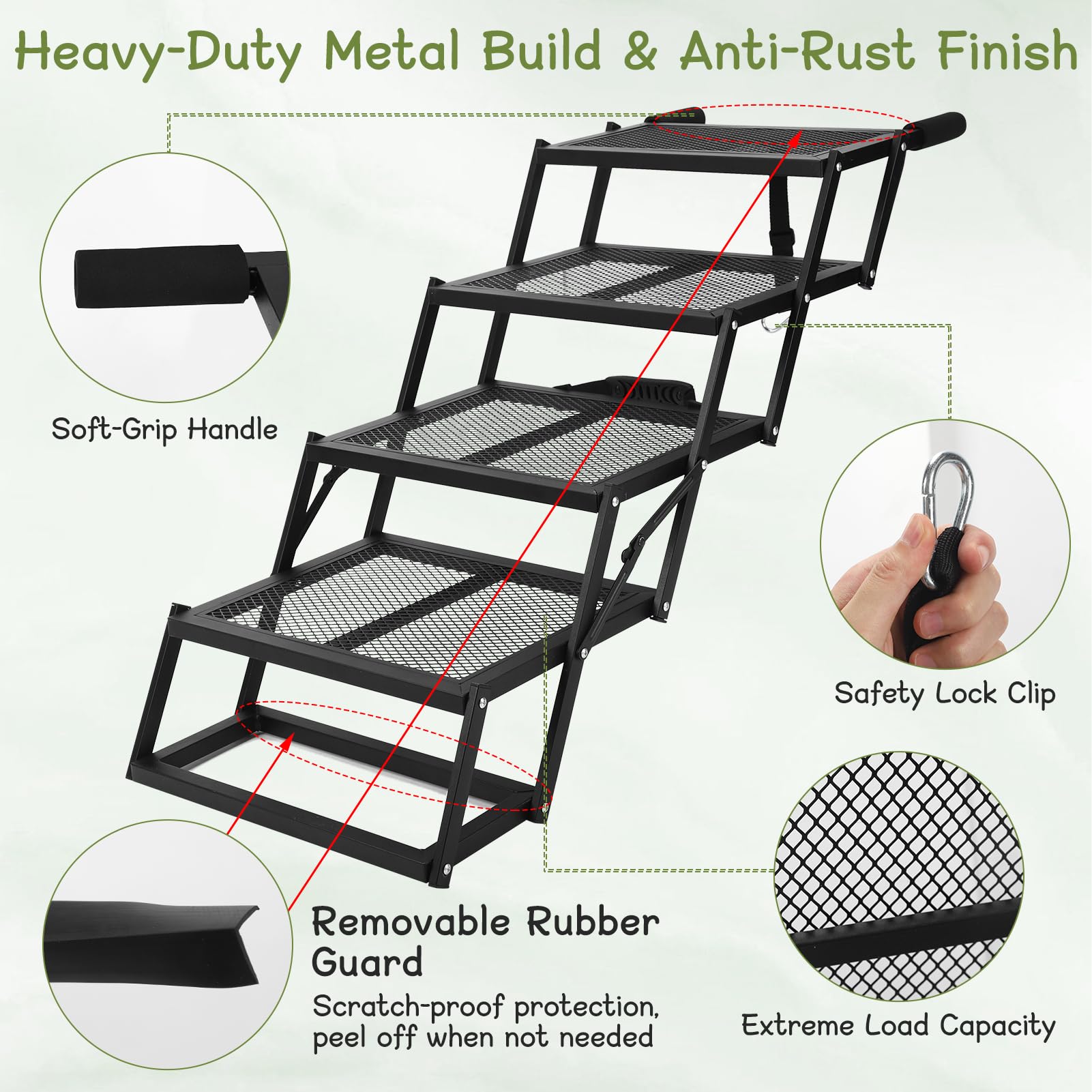 AILOO dog stairs textured steps give paw traction for confident climbs.