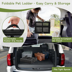 AILOO dog stairs trunk clip keeps it secured during car trips.
