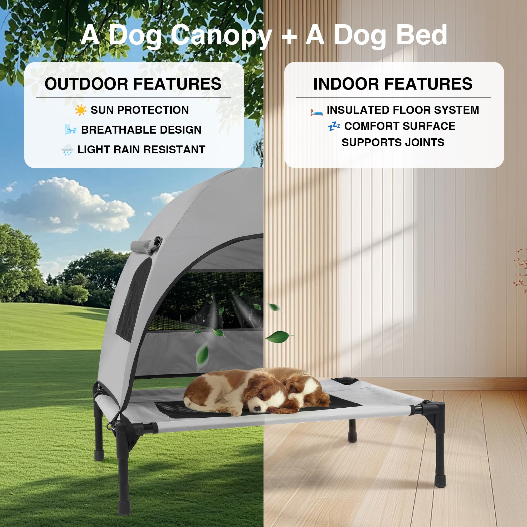 Aimease dog bed canopy with removable shade from side for airflow