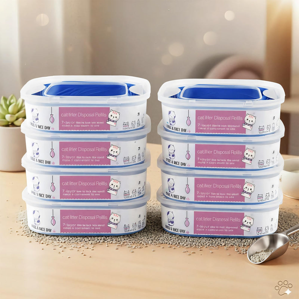 AIMIDODO 8-pack 28ft cat litter refills extend supply and convenience.