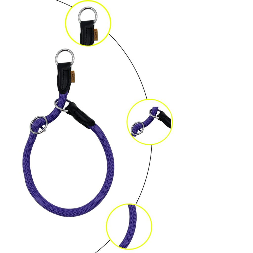 Aiminto martingale collar closeup of the slidable stop ring enabling secure fit