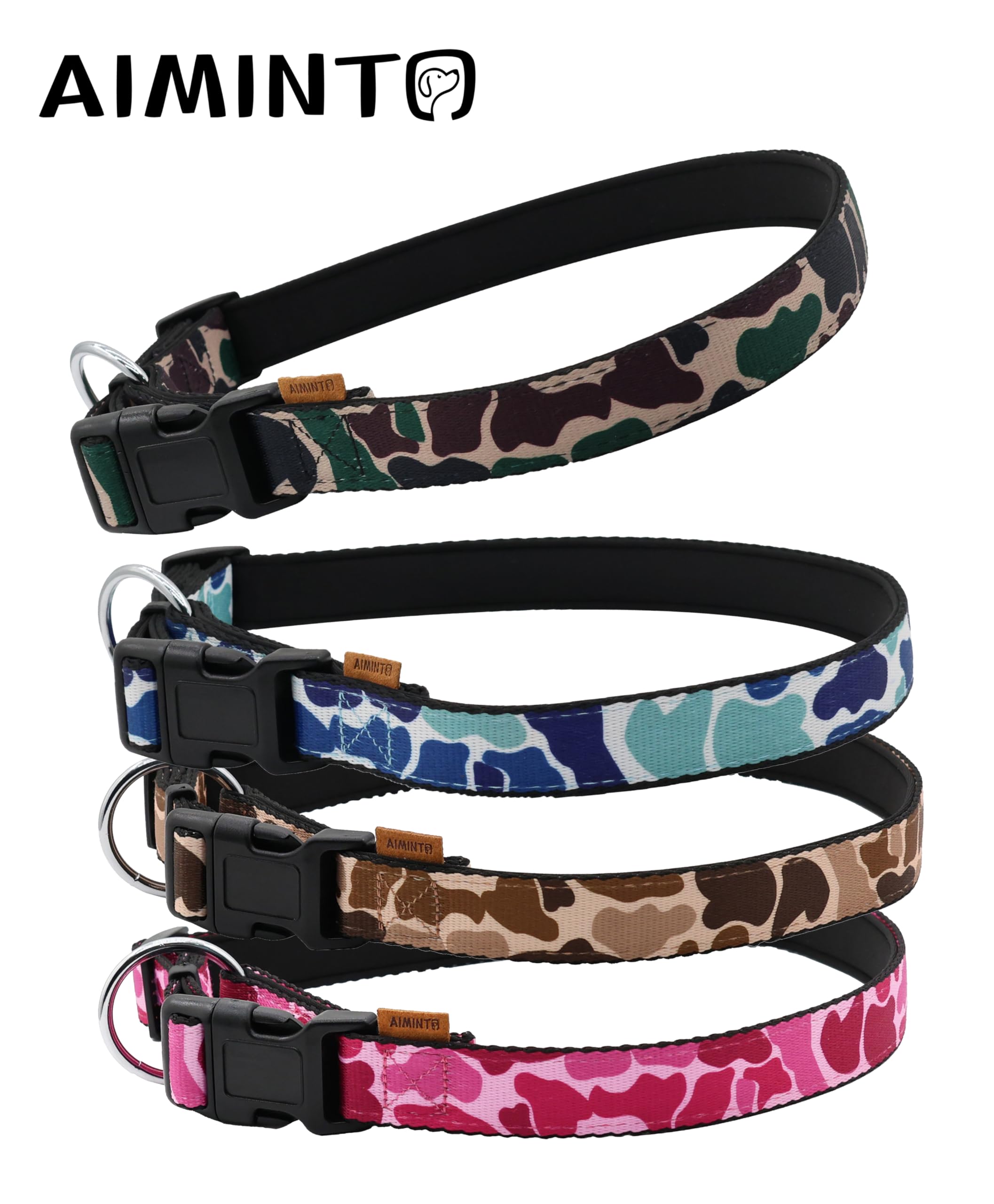 Aiminto dog collar with adjustable strap fits all breeds for secure daily wear.