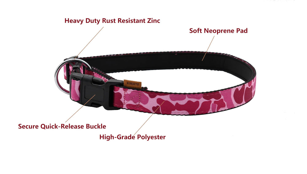 Aiminto dog collar reinforced structure for durable performance on adventures.
