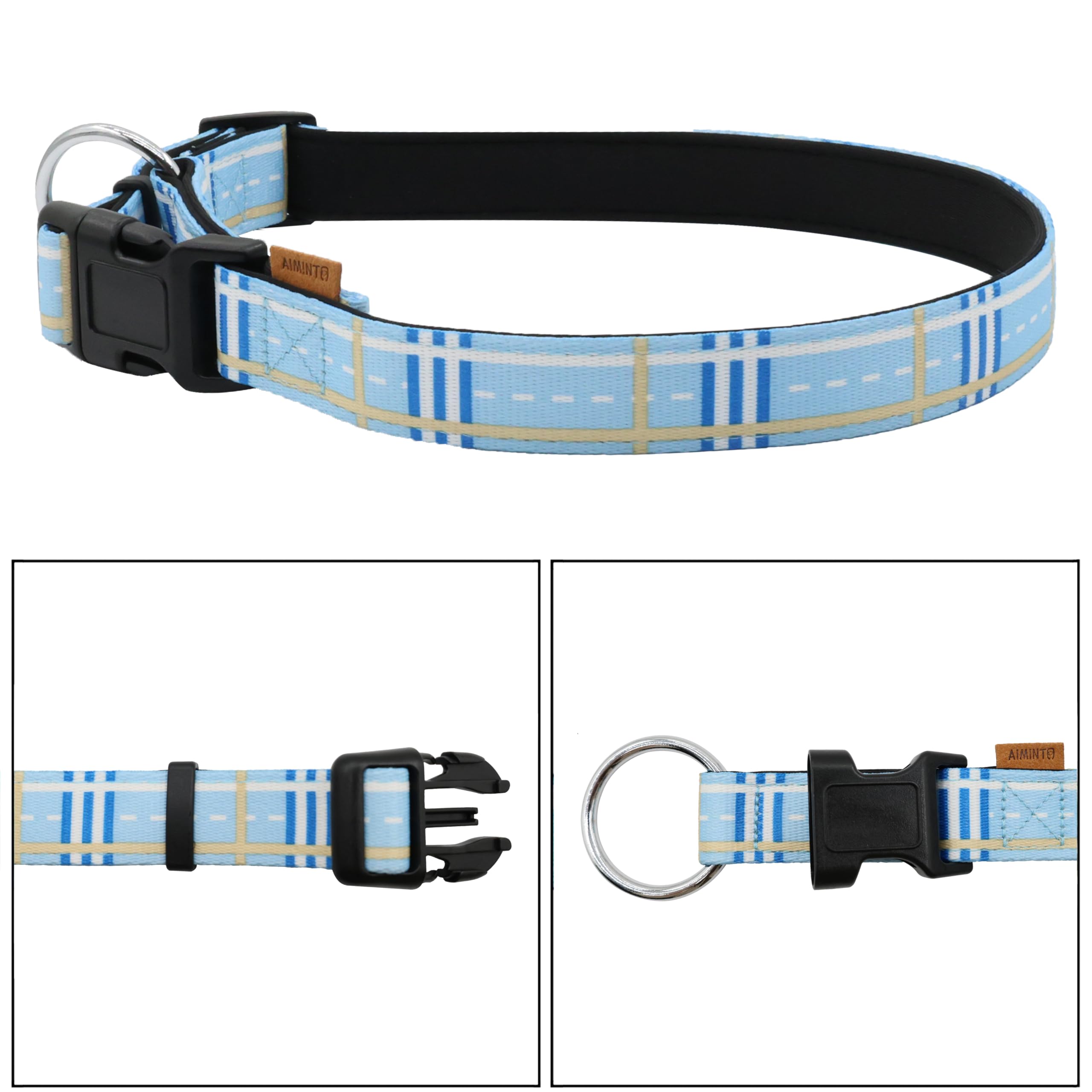 Aiminto Stripe Blue quick-release buckle detail enables easy removal during play.