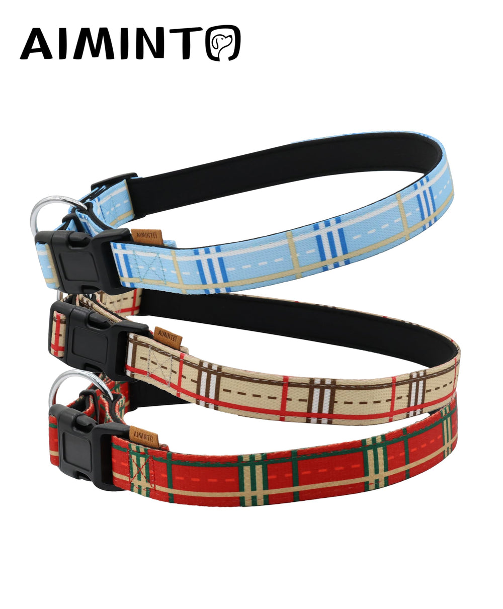 Aiminto stripe pattern red collar adds visible style during outdoor strolls