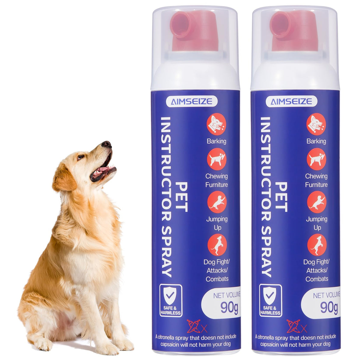 AIMSEIZE dog corrector spray bottle close-up for quick barking control