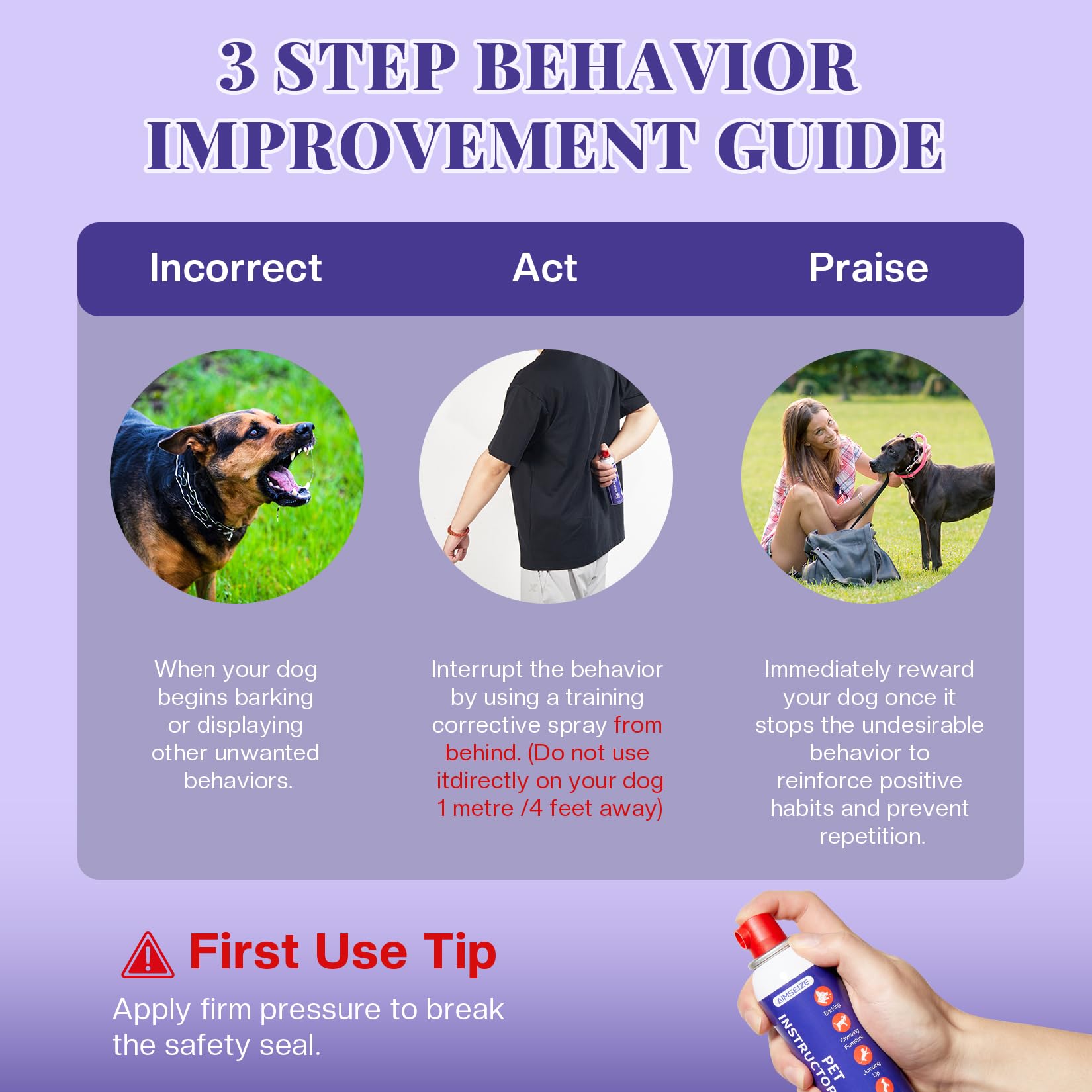 AIMSEIZE dog corrector spray indoor use scene demonstrates humane behavior correction