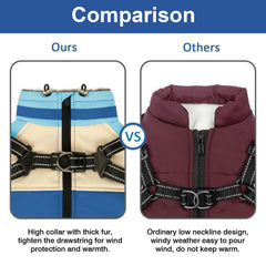 AIMYDOG dog winter coat back zipper closeup demonstrates easy on/off with protective inner fabric.
