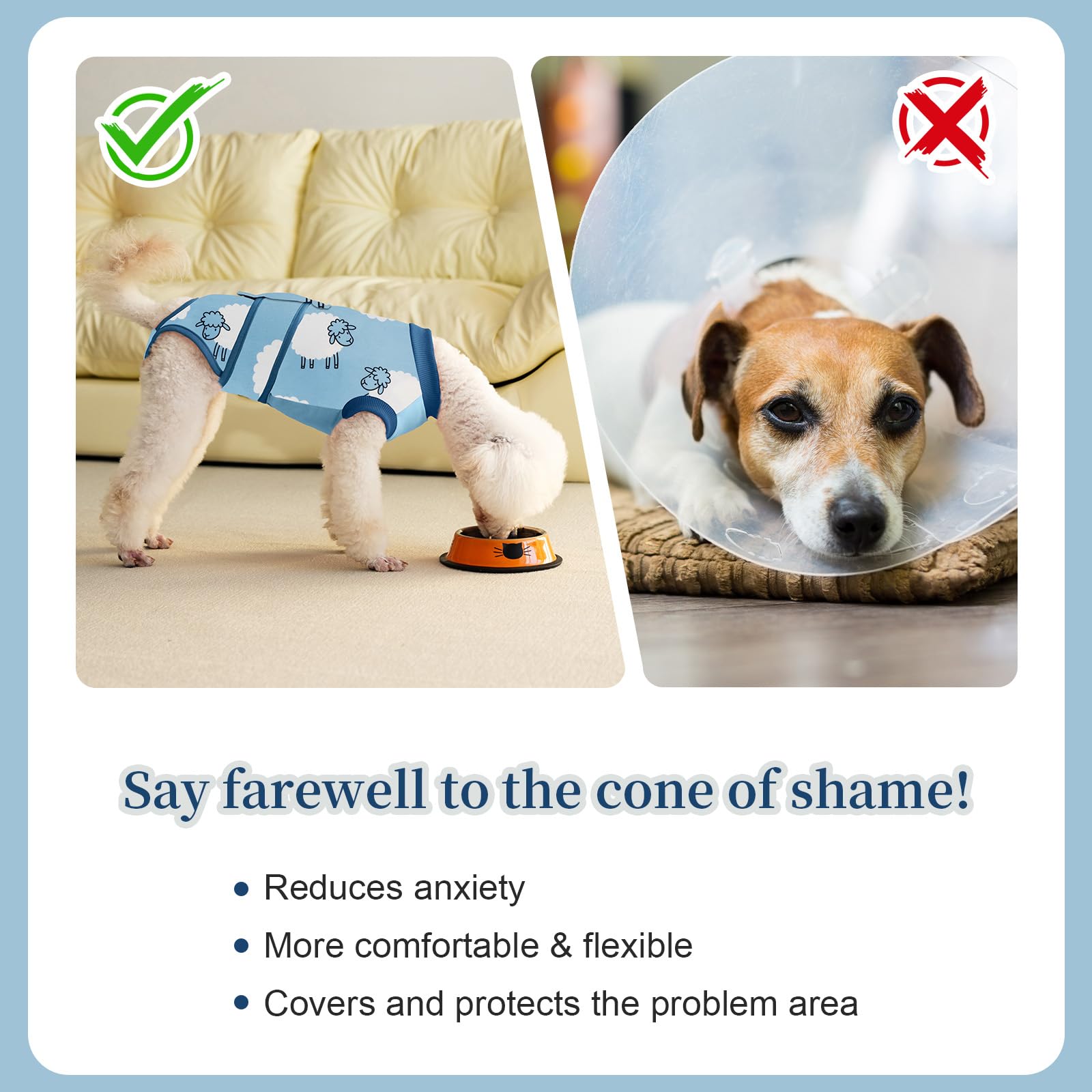 Aimydog Recovery Suit prevents licking and scratching after surgery.