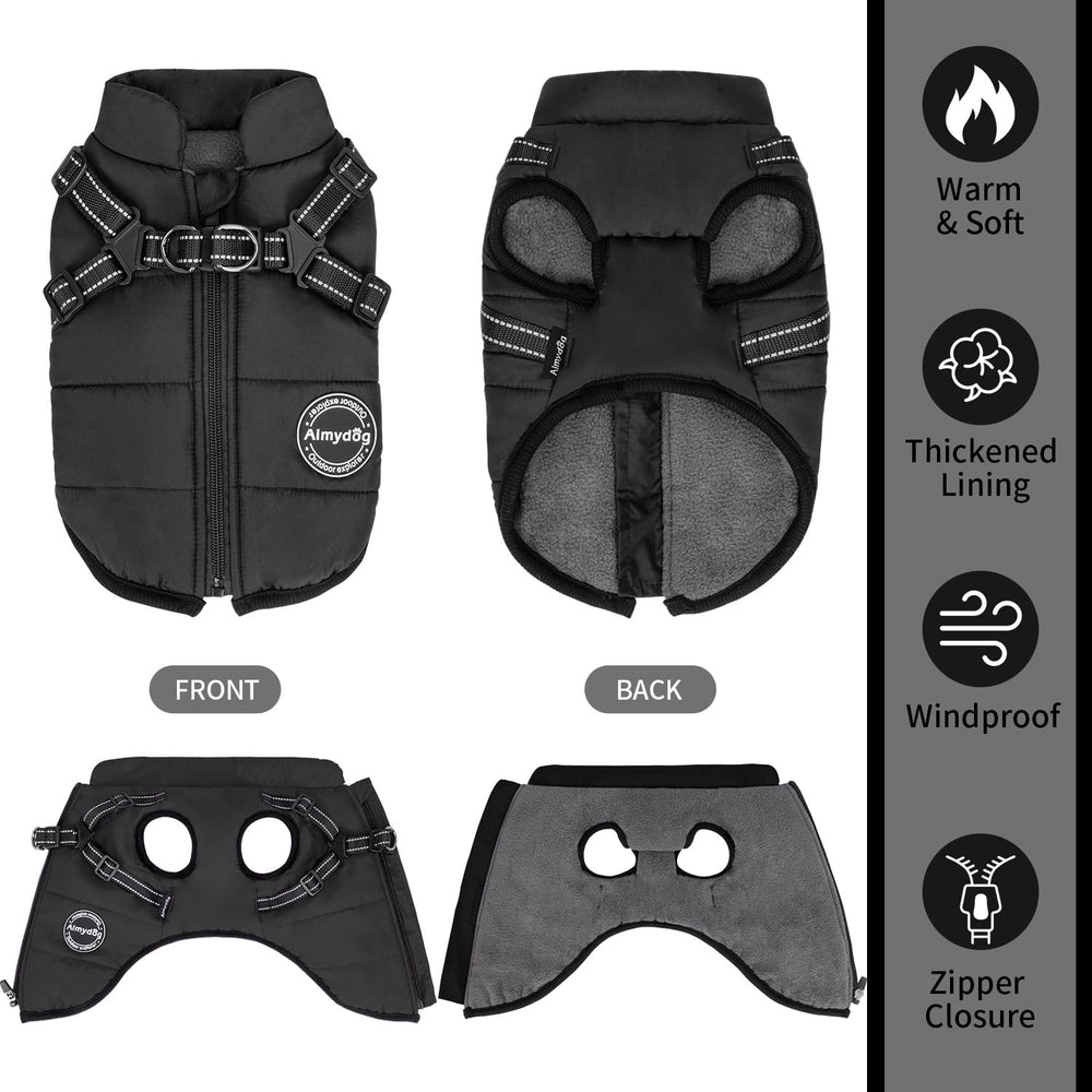 AIMYDOG Warm Dog Winter Coat reflective strip detail enhances visibility during dawn walks.