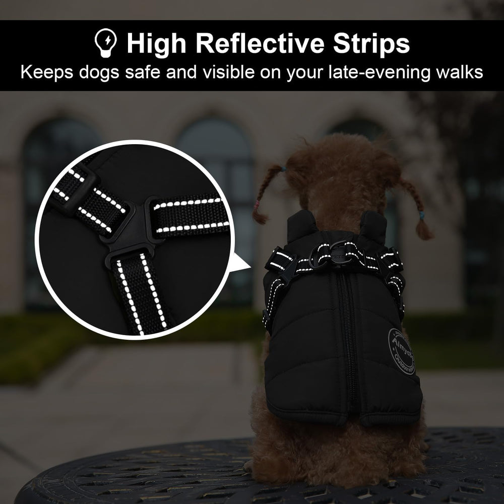 AIMYDOG Warm Dog Winter Coat waterproof fabric shot highlights all-weather protection.