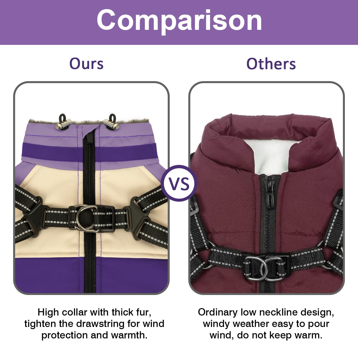 Aimydog Winter Coat reflective strips at night improve visibility
