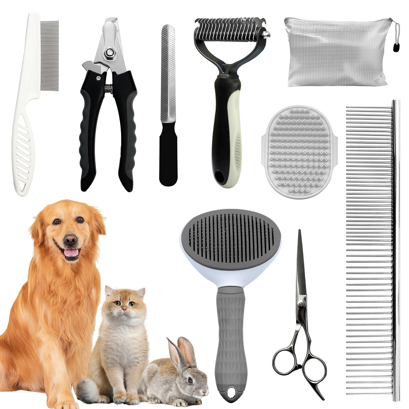 Aiolpy dog brush slicker brush close-up shows fur removal