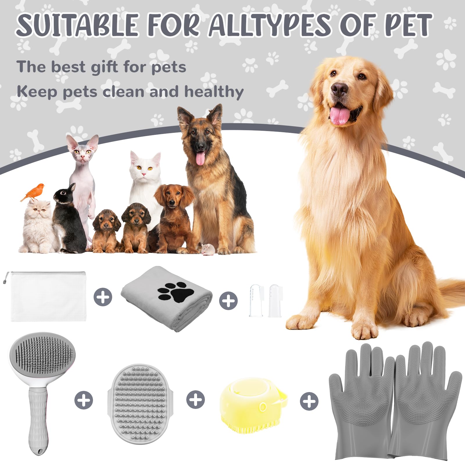 Aiolpy dog-cat grooming kit boosts bonding during brushing.