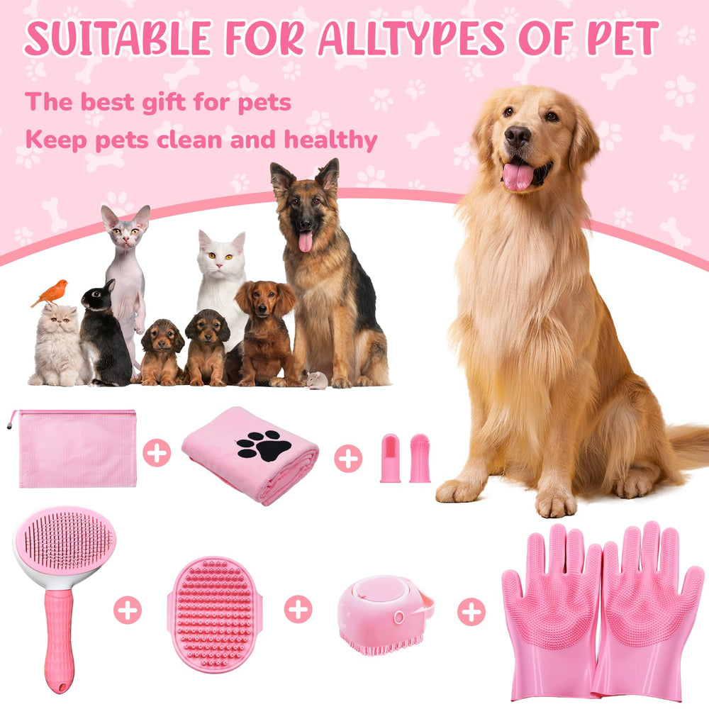Aiolpy pink dog-cat grooming kit versatile for dogs and cats.