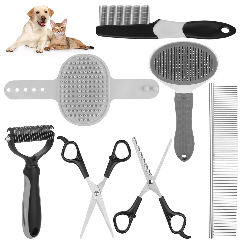 Aiolpy Pet Grooming Kit deshedding comb removing loose fur for a smoother coat