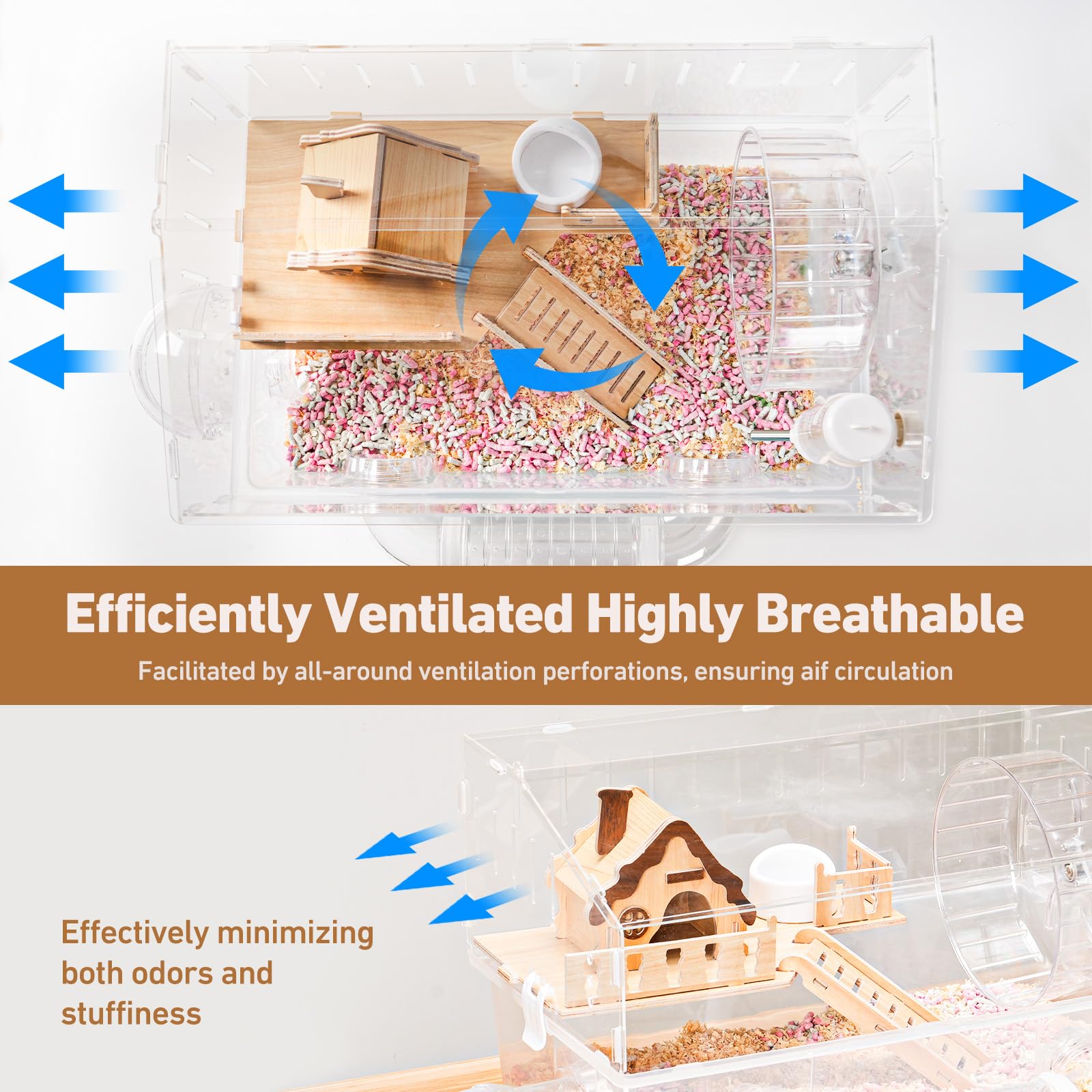 Aipawzz hamster cage top-door interaction promotes gentle playtime.