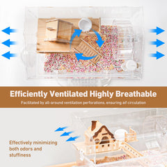 Aipawzz hamster cage top-door interaction promotes gentle playtime.