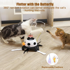AIPERRO 3-in-1 cat toy rotating feather wand invites pounces and kicks.
