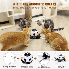 AIPERRO 3-in-1 cat toy whack-a-mole holes promotes hunting and interaction.