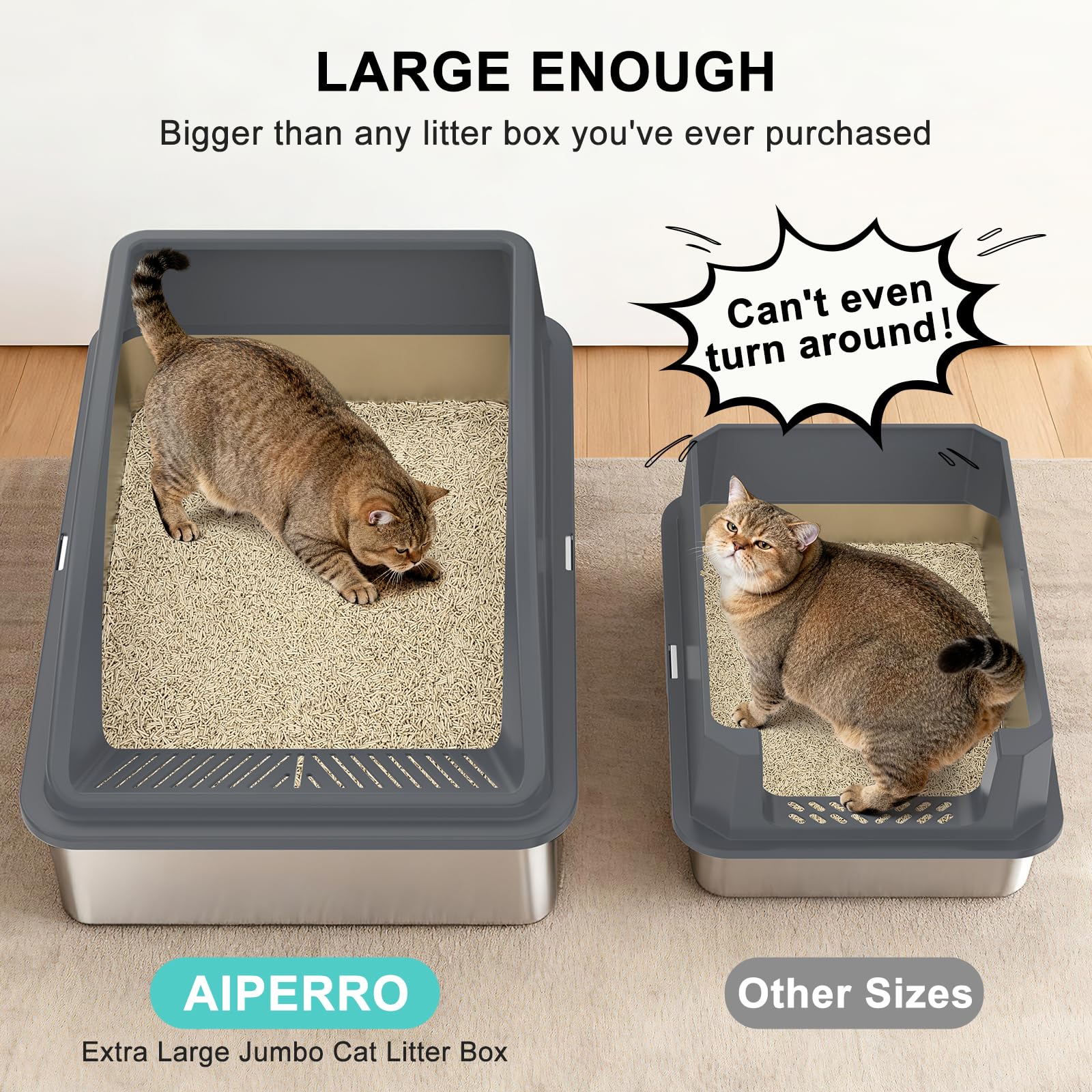 Aiperro angled-30-degree litter-filter-plate reduces tracking for cleaner floors.