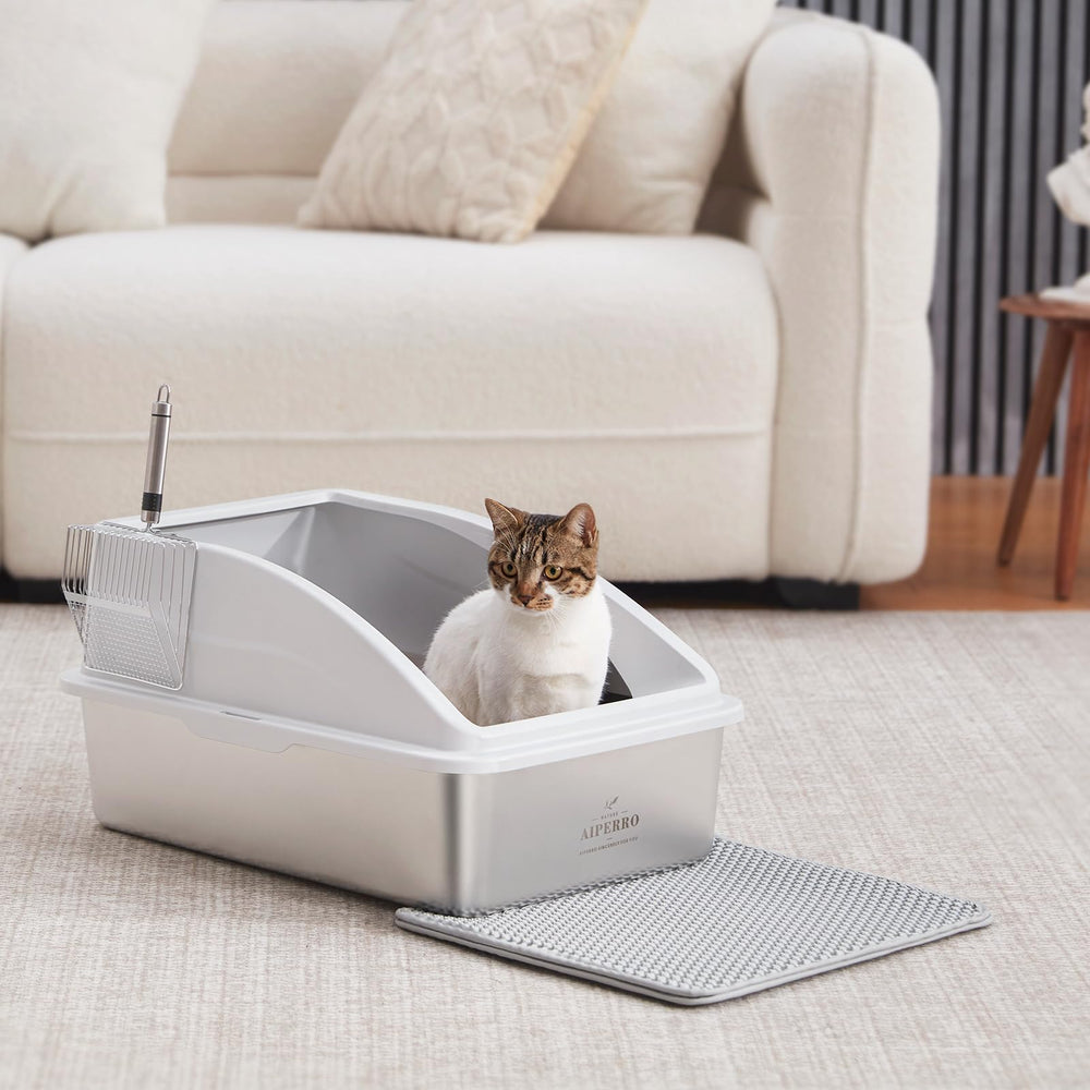 AIPERRO high-sided litter box reduces spills during use