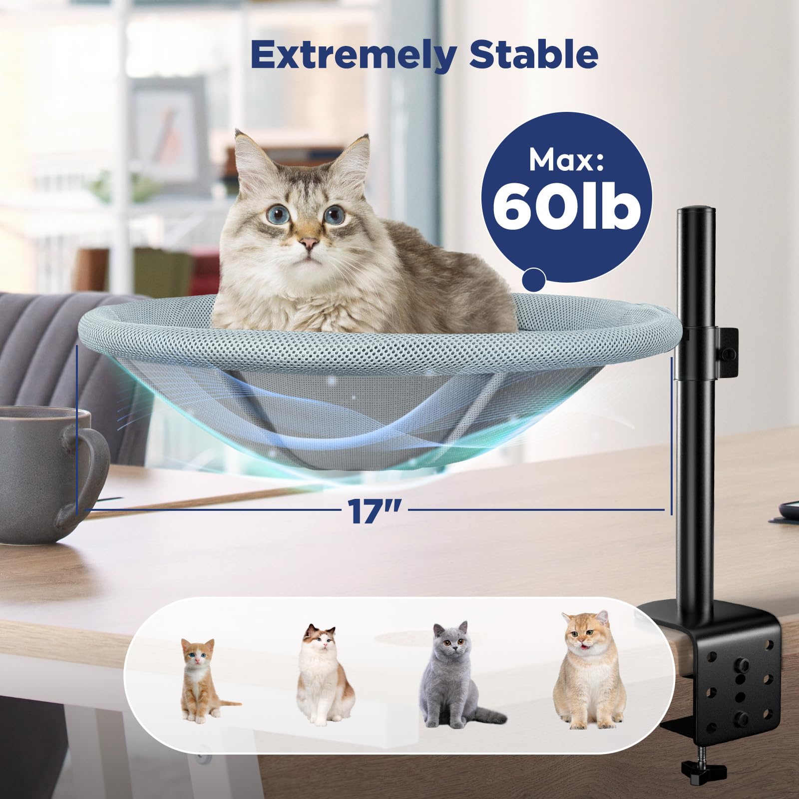 AIPERRO Cat Desk Bed breathable mesh cover keeps cat cool and comfy