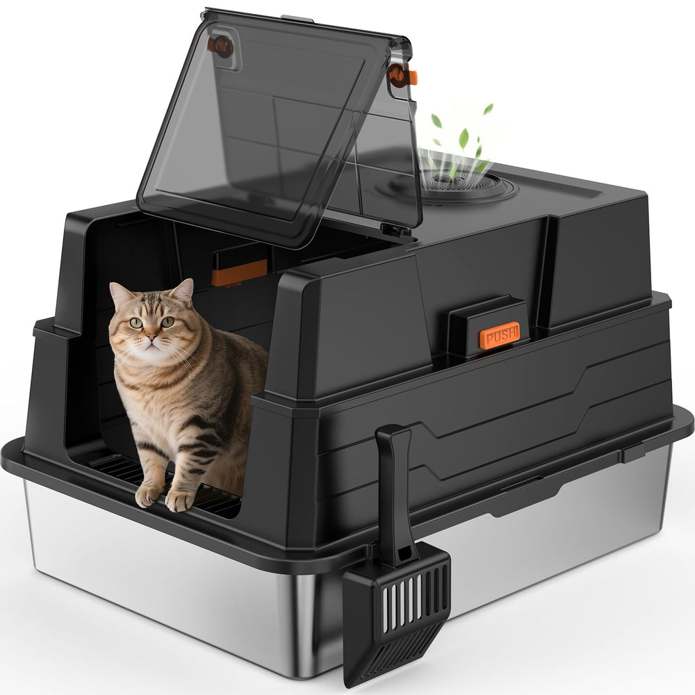 AIPERRO extra large litter box with lid for easier scooping and coverage.